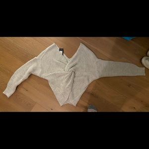 Gray knot front sweater